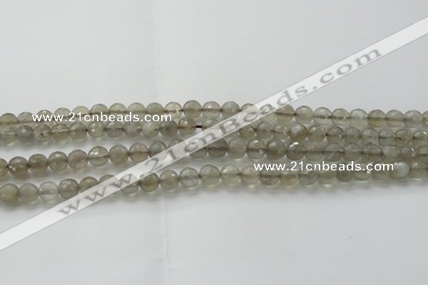 CMS1060 15.5 inches 6mm faceted round grey moonstone beads wholesale