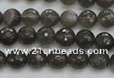 CMS1075 15.5 inches 6mm faceted round grey moonstone beads wholesale