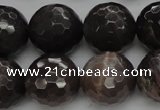 CMS1078 15.5 inches 12mm faceted round grey moonstone beads wholesale