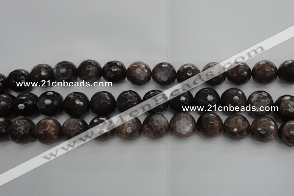 CMS1078 15.5 inches 12mm faceted round grey moonstone beads wholesale
