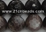 CMS1079 15.5 inches 14mm faceted round grey moonstone beads wholesale