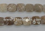 CMS108 15.5 inches 10*10mm faceted square moonstone gemstone beads