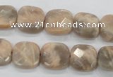 CMS109 15.5 inches 15*15mm faceted square moonstone gemstone beads