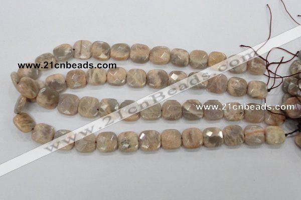 CMS109 15.5 inches 15*15mm faceted square moonstone gemstone beads