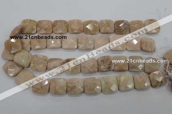 CMS110 15.5 inches 20*20mm faceted square moonstone gemstone beads