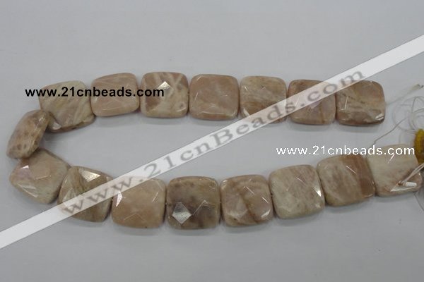 CMS111 15.5 inches 25*25mm faceted square moonstone gemstone beads