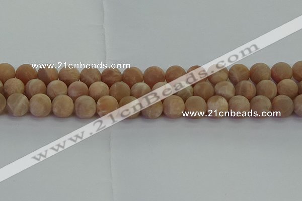 CMS1124 15.5 inches 12mm round matte moonstone gemstone beads