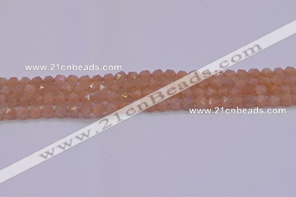 CMS1131 15.5 inches 6mm faceted nuggets peach moonstone beads