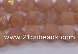 CMS1132 15.5 inches 8mm faceted nuggets peach moonstone beads