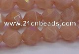 CMS1133 15.5 inches 10mm faceted nuggets peach moonstone beads