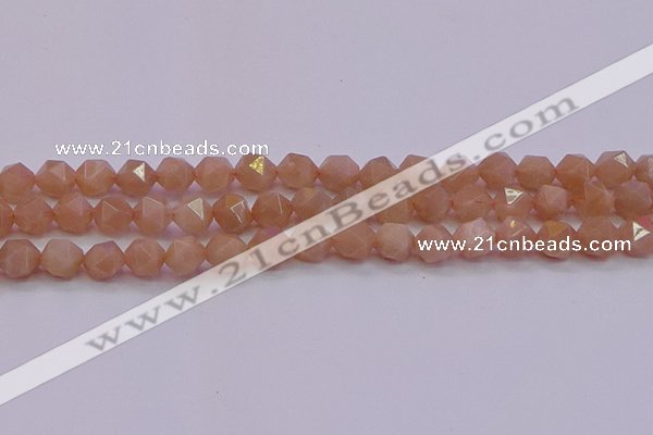 CMS1133 15.5 inches 10mm faceted nuggets peach moonstone beads