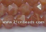 CMS1134 15.5 inches 12mm faceted nuggets peach moonstone beads