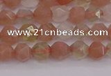 CMS1136 15.5 inches 6mm faceted nuggets rainbow moonstone beads