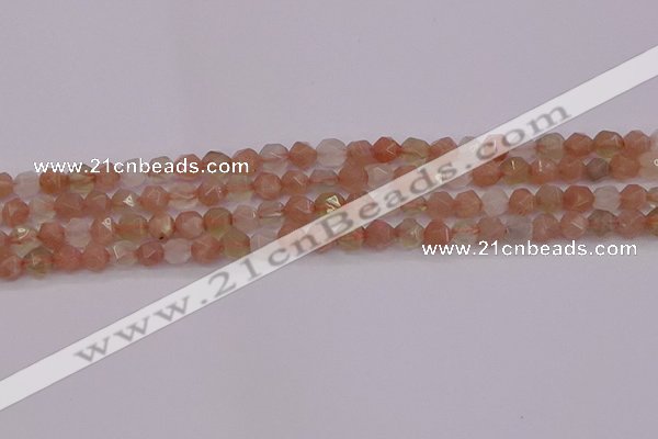 CMS1136 15.5 inches 6mm faceted nuggets rainbow moonstone beads