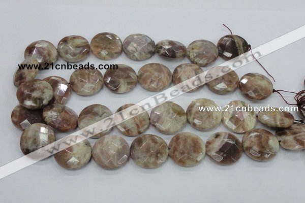 CMS114 15.5 inches 25mm faceted coin moonstone gemstone beads