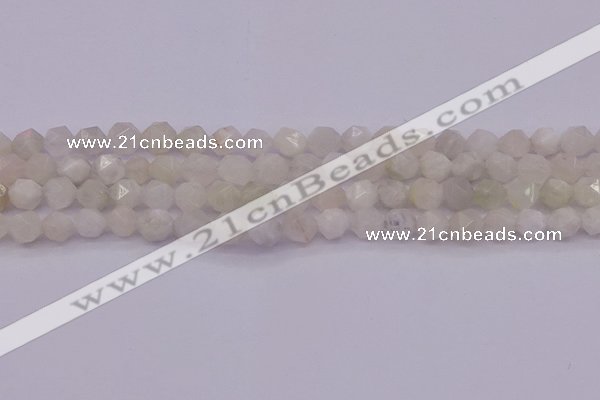 CMS1154 15.5 inches 8mm faceted nuggets white moonstone beads