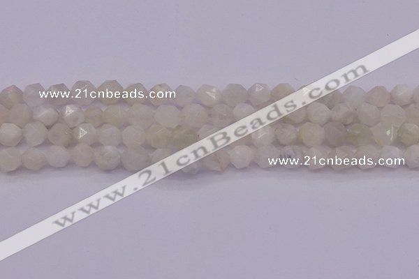 CMS1155 15.5 inches 10mm faceted nuggets white moonstone beads