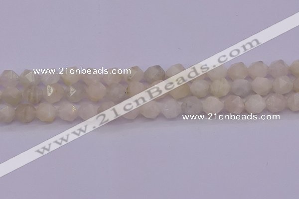 CMS1156 15.5 inches 12mm faceted nuggets white moonstone beads