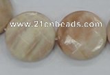 CMS116 15.5 inches 25mm faceted coin moonstone gemstone beads