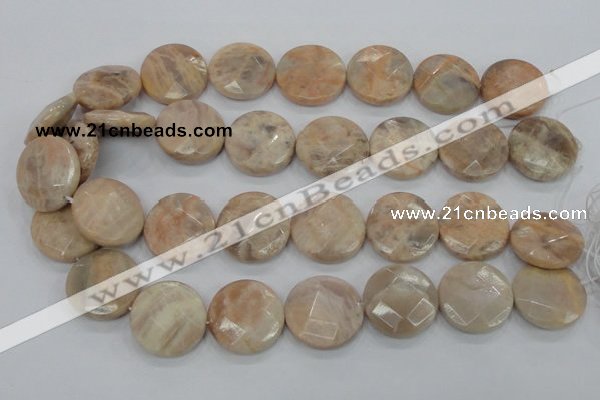 CMS116 15.5 inches 25mm faceted coin moonstone gemstone beads