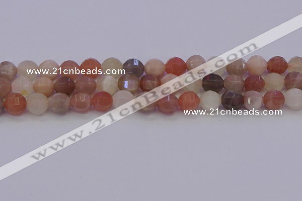 CMS1168 15.5 inches 10mm faceted round rainbow moonstone beads