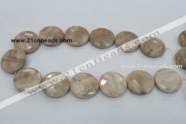 CMS117 15.5 inches 30mm faceted coin moonstone gemstone beads