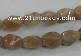 CMS118 15.5 inches 8*12mm twisted rice moonstone gemstone beads