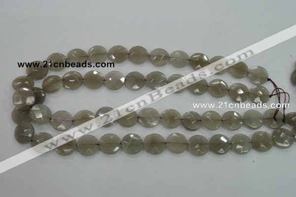 CMS130 15.5 inches 14mm faceted coin moonstone gemstone beads