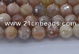 CMS1300 15.5 inches 4mm faceted round AB-color moonstone beads