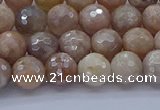 CMS1301 15.5 inches 6mm faceted round AB-color moonstone beads