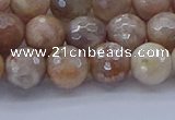 CMS1302 15.5 inches 8mm faceted round AB-color moonstone beads