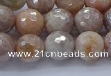 CMS1303 15.5 inches 10mm faceted round AB-color moonstone beads