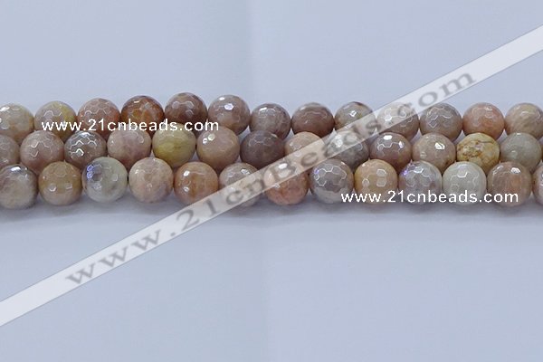 CMS1304 15.5 inches 12mm faceted round AB-color moonstone beads