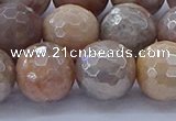 CMS1305 15.5 inches 14mm faceted round AB-color moonstone beads