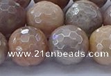 CMS1306 15.5 inches 16mm faceted round AB-color moonstone beads