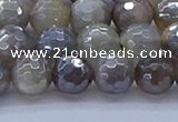 CMS1312 15.5 inches 8mm faceted round AB-color grey moonstone beads