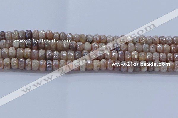 CMS1322 15.5 inches 5*8mm faceted rondelle AB-color moonstone beads