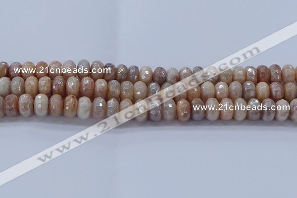 CMS1323 15.5 inches 6*10mm faceted rondelle AB-color moonstone beads