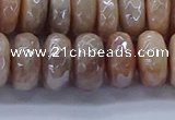 CMS1324 15.5 inches 7*12mm faceted rondelle AB-color moonstone beads