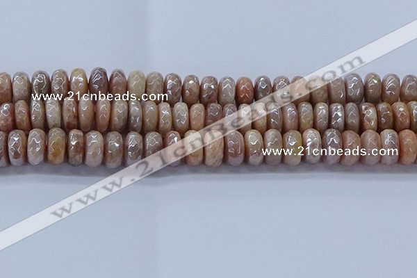 CMS1324 15.5 inches 7*12mm faceted rondelle AB-color moonstone beads