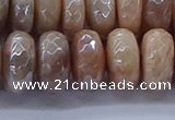 CMS1325 15.5 inches 7*14mm faceted rondelle AB-color moonstone beads