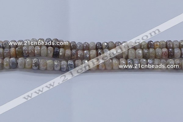 CMS1332 15.5 inches 5*8mm faceted rondelle AB-color grey moonstone beads