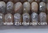 CMS1333 15.5 inches 6*10mm faceted rondelle AB-color grey moonstone beads