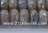 CMS1335 15.5 inches 7*14mm faceted rondelle AB-color grey moonstone beads