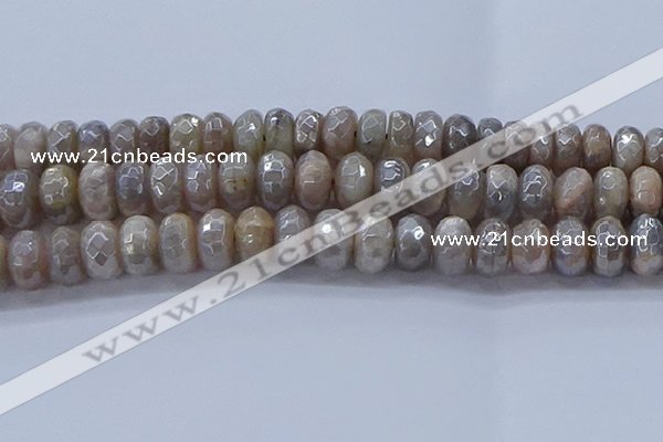 CMS1336 15.5 inches 8*16mm faceted rondelle AB-color grey moonstone beads