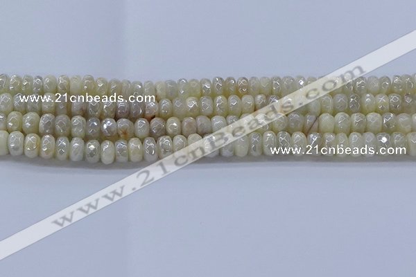 CMS1341 15.5 inches 4*6mm faceted rondelle AB-color white moonstone beads