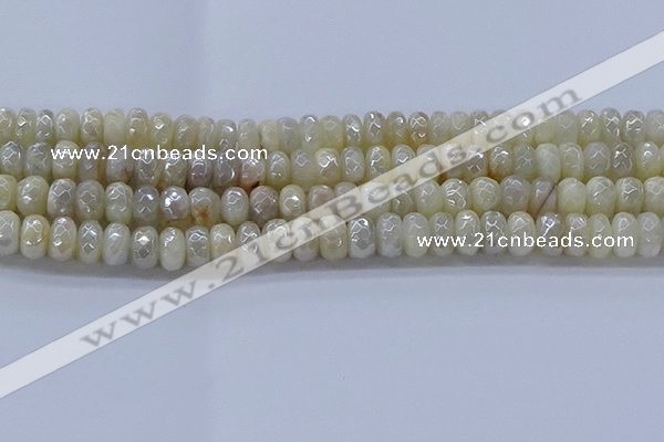 CMS1342 15.5 inches 5*8mm faceted rondelle AB-color white moonstone beads