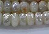 CMS1343 15.5 inches 6*10mm faceted rondelle AB-color white moonstone beads