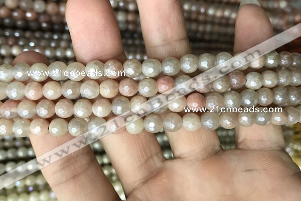 CMS1451 15.5 inches 6mm faceted round AB-color moonstone beads