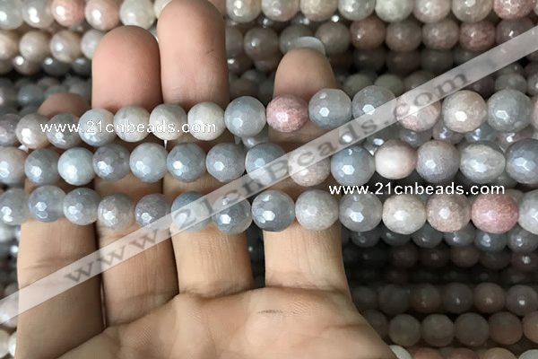 CMS1457 15.5 inches 8mm faceted round AB-color moonstone beads